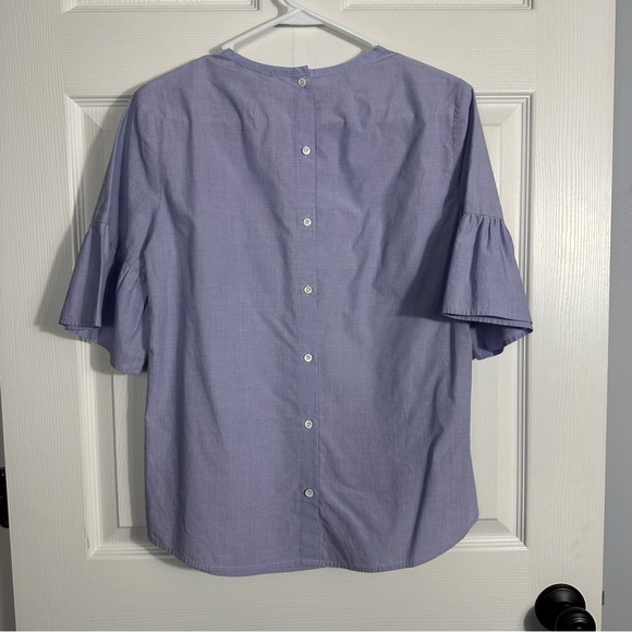 J. Crew size 4T (tall) button back bell sleeve blouse, peri blue, preppy - Picture 7 of 7